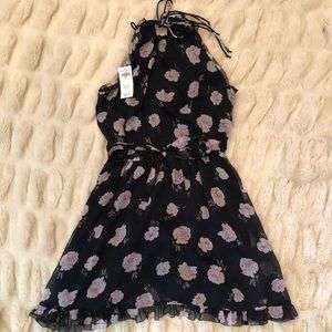 Abercrombie & Fitch High-Neck Floral Chiffon Dress